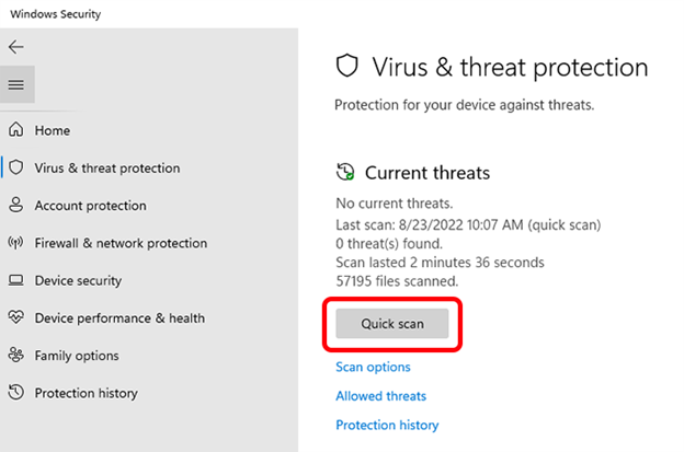 Windows Security Virus And Threat Protection